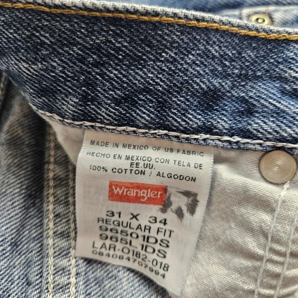 Wrangler Regular Fit Straight Leg Jeans Blue Denim 31x34 96501DS Mens - Picture 7 of 10